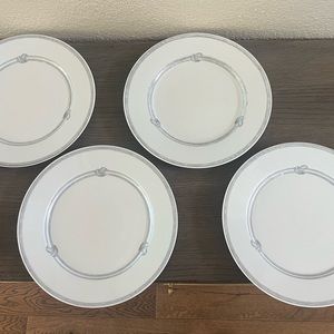 Set of 4 Rubanea Gray Dinner plates by Christofle